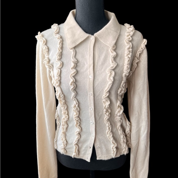 Don Rakow Vintage Ruffled Cashmere Cardigan - Picture 3 of 7